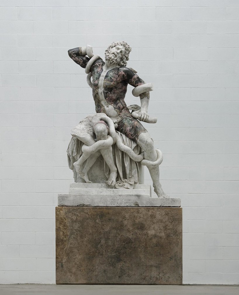fabio viale tattoo marble classic sculptures designboom 003